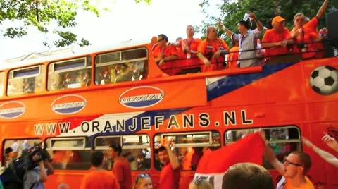 Dutch fans procession Stock Footage 11147552