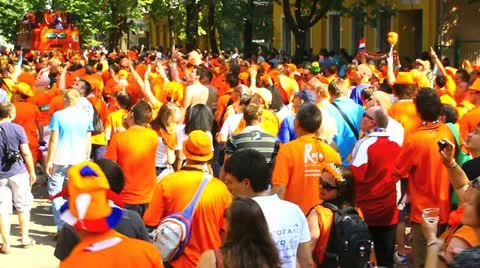 Dutch fans procession Stock Footage 11147553