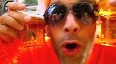 Dutch fans procession Stock Footage 11147568