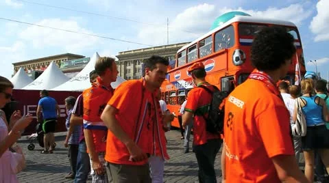 Dutch fans procession Stock Footage 11147577