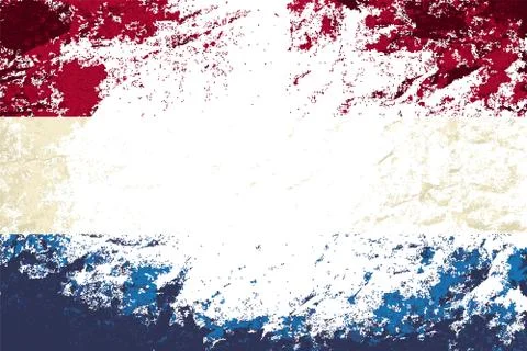Dutch flag. Grunge background. Vector illustration Stock Illustration