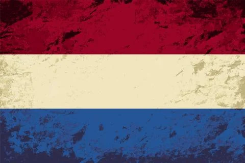 Dutch flag. Grunge background. Vector illustration Stock Illustration