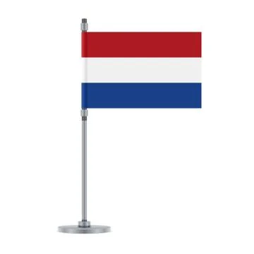 Dutch flag on the metallic pole, vector illustration Stock Illustration