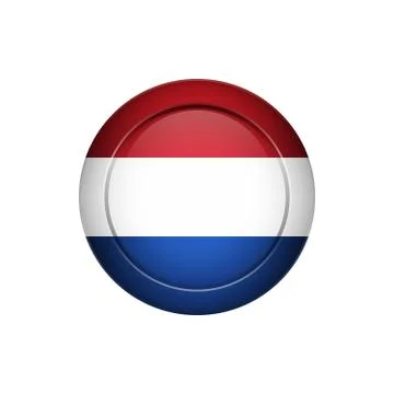 Dutch flag on the round button, vector illustration Stock Illustration