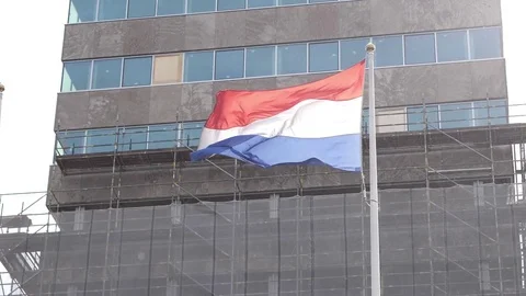 Dutch Flag Slow Motion Rain Stock Footage 81234466
