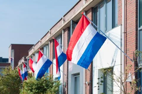 Dutch flags in the street Stock Photos