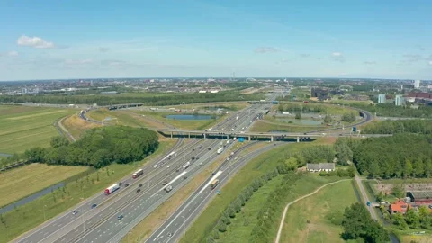 Dutch Highway interchange [Aerial] Stock Footage 131966305
