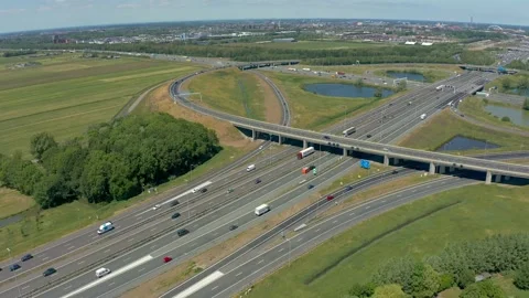 Dutch Highway interchange [Aerial] Stock Footage 131966323