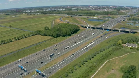 Dutch Highway interchange [Aerial] Stock Footage 131966329
