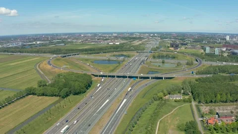 Dutch Highway interchange [Aerial] Stock Footage 131966358
