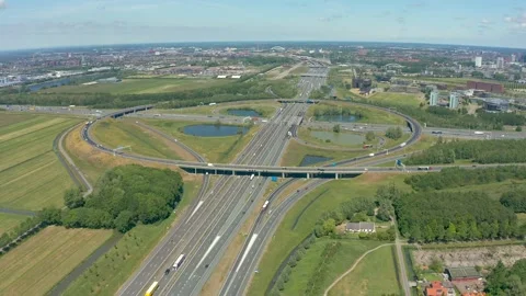 Dutch Highway interchange [Aerial] Stock Footage 131966374