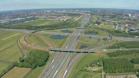 Dutch Highway interchange [Aerial] Stock Footage 131966385