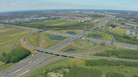 Dutch Highway interchange [Aerial] Stock Footage 131966389