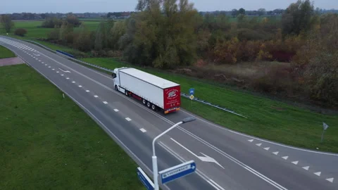 Dutch Highway in Motion: Trucks on the Road Stock Footage 241106953