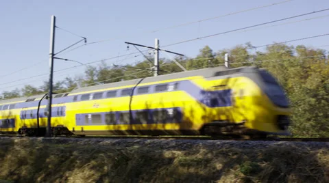 Dutch Intercity train flying by Stock Footage 32281327