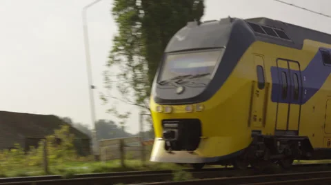 Dutch Intercity train passing by at medium speed Stock Footage 39651292
