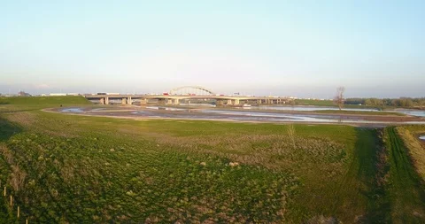 Dutch landscape with highway bridge Stock Footage 101850280