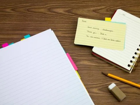 Dutch; Learning New Language Writing Words on the Notebook Stock Photos