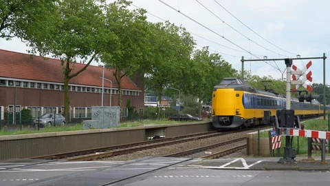 Dutch NS Headrunner train passing Stock Footage 112361377