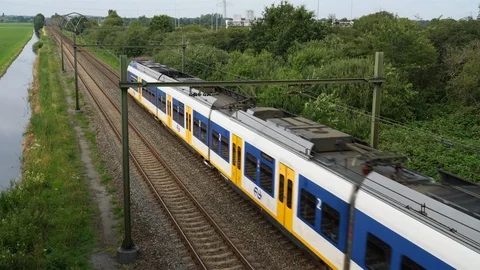 Dutch NS Headrunner train passing Stockbeeldmateriaal 112361480