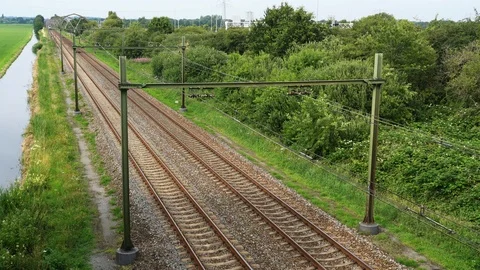Dutch NS Sprinter train passing Видео 112360271