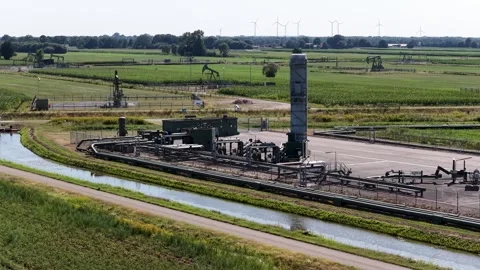 Dutch Oil Fields Schoonebeek Stock Footage 342792896