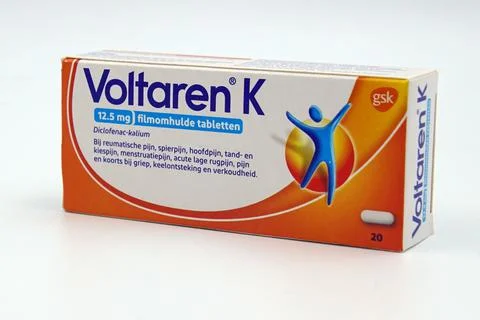 Dutch package of Voltaren K tablets Stock Photos