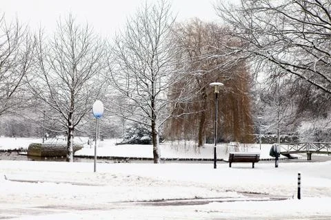 Dutch park in wintertime Stock Photos