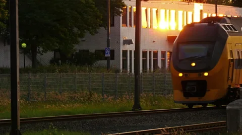 Dutch passenger train arrival at Amsterdam Sloterdijk. Announcement made Stock Footage 66911180