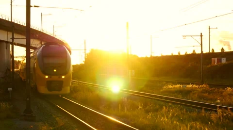 Dutch passenger train arrival at Amsterdam Sloterdijk. Footage in 4k. Stock Footage 66911338