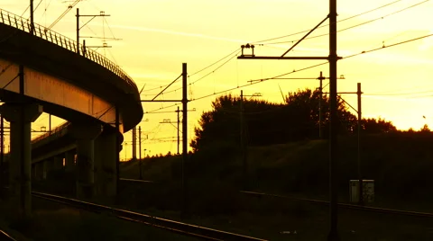 Dutch passenger train leaving train station. Stock Footage 66942332
