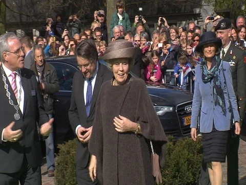 Dutch Queen Beatrix arrives at a work visit in 2012 in the Netherlands Stock Footage 106444886