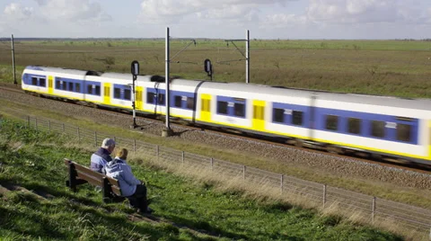 Dutch Railway Sprinter passing at high speed Stock Footage 32278408
