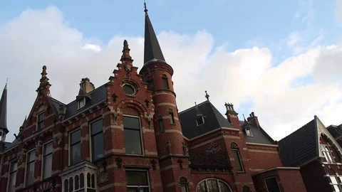 Dutch Red-Brick Building 19th century, Bansraat, Den Haag Stock Footage 70304229