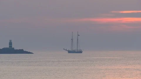Dutch Sailing vessel at sunset. 4K Clip. Stock Footage 74357870