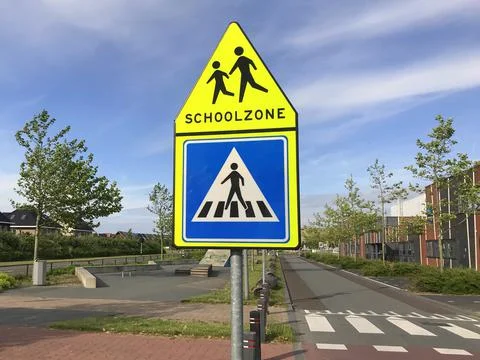 Dutch schoolzone road sign Stock Photos