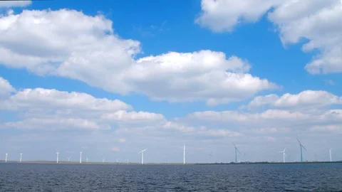 Dutch sky, clouds and windmills Stock Footage 108682566