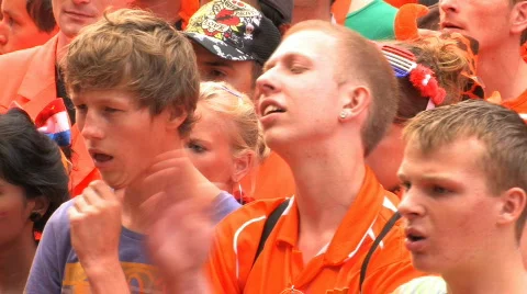 Dutch soccer fans Stock Footage