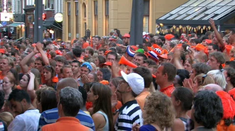 Dutch soccer fans Stock Footage