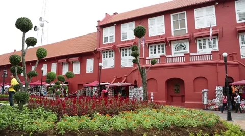 Dutch square with old buildings is the historical center of Malacca Stock-Footage 49362848