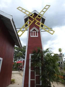 Dutch style windmill at the garden Foto stock