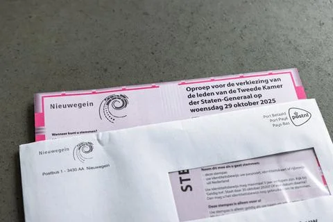 Dutch voting pass (stempas) and election letter for national parliament Stock Photos