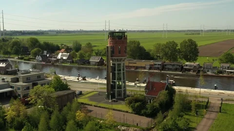 Dutch Watertower Flyaround Stock Footage 154897041