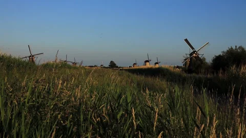 荷蘭童鎮風車   Dutch wind mill kinderdijk Stock Footage 147867113