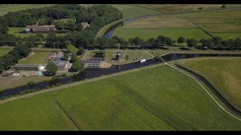 Dutch windmill from above Stock Footage