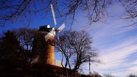 Dutch Windmill and sky Stock Footage 100048415