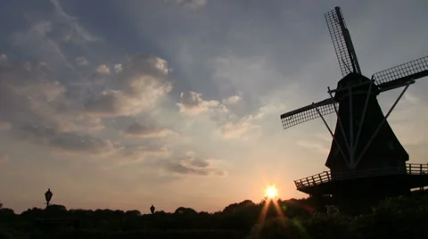 Dutch windmill at dusk Stock Footage 29967602