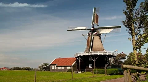 Dutch Windmill Stock Footage