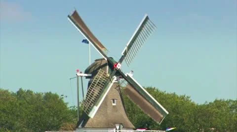 Dutch Windmill Stock Footage