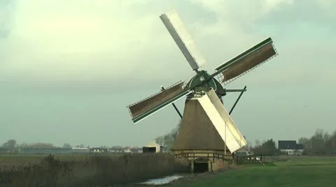 Dutch Windmill Stock Footage 9435024